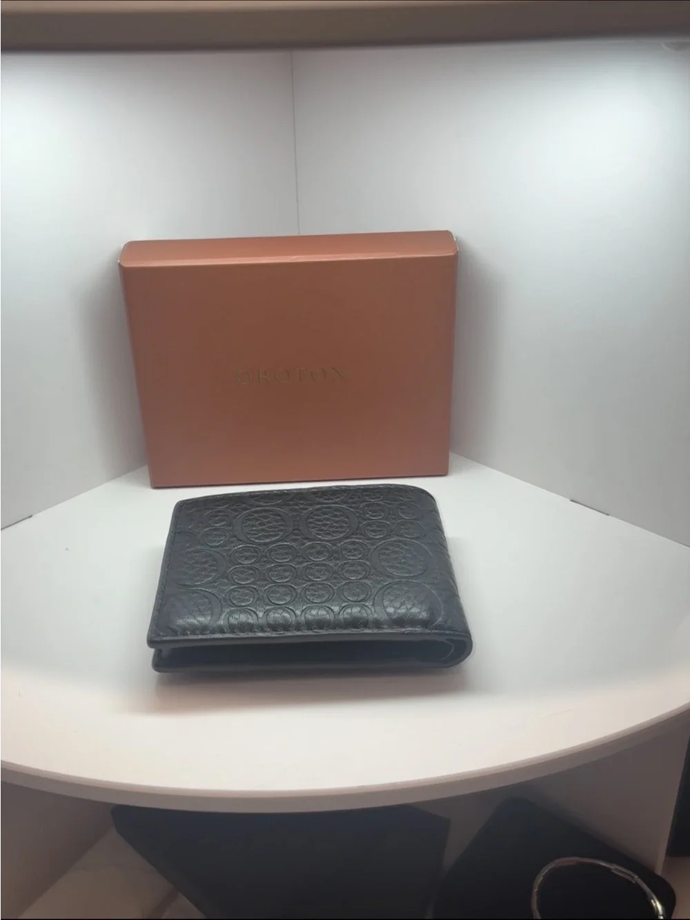 Oroton Black Embossed Circle Bifold Wallet